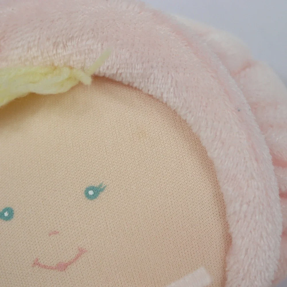Vintage Eden Girl Baby‎ Doll Plush Pink Velour Terry Cloth Blonde Hair Blue Eyes